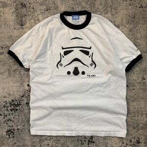 Vintage Star Wars Storm Trooper TK 421 T-Shirt Size Large Ringer Y2K